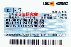 ロト７ 第154回 5等3本・6等4本当選！