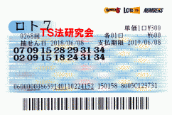 ロト7 第268回 5等3本・6等3本当選!