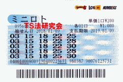 ミニロト第956回では4等25本当選！