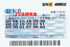 ロト６ 第1,128回　４等１本・５等８本当選！