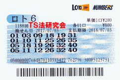 ロト6 第1,188回 4等1本・5等3本当選!