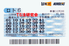 ロト6 第1,188回 4等1本・5等3本当選!
