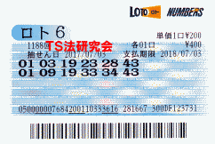 ロト6 第1,188回 4等1本・5等3本当選!
