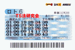 ロト6 第1,223回　5等12本当選！