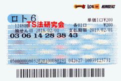 ロト6 第1,248回　５等６本当選！