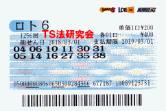 ロト6 第1,256回　５等４本当選！