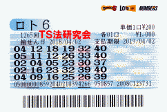 ロト6 第1,265回　５等５本当選！