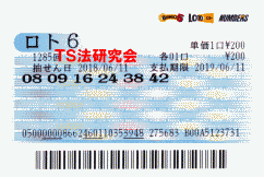 ロト6 第1,285回　５等３本当選！