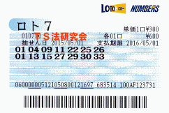 ロト7 第107回 5等4本・6等6本当選!