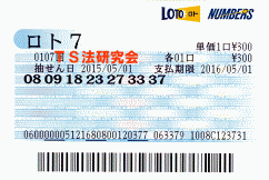 ロト7 第107回 5等4本・6等6本当選!