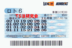 ロト６ 第1,033回では５等２本当選！