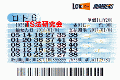 ロト６ 第1,033回では５等２本当選！