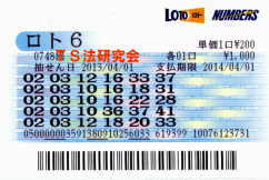 ロト6第748回では5等14本当選!