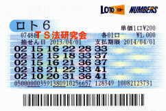 ロト6第748回では5等14本当選!