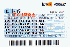 ロト6 第913回では5等3本当選!