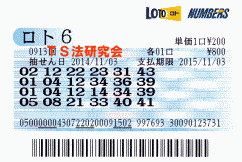 ロト６ 第913回では５等３本当選！