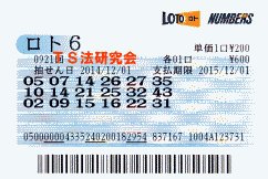 ロト6 第921回では5等4本当選!