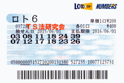 ロト6 第972回では5等4本当選!