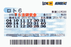 ロト６ 第981回では５等３０本当選！