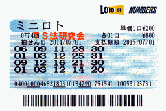 ミニロト第774回では4等3本当選!