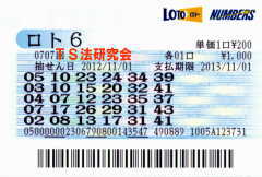 ロト6第707回では4等2本・5等15本当選!