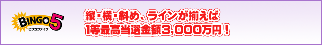 縦・横・斜め、ラインが揃えば１等最高当選金額3,000万円！